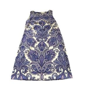 AGB Paisley Print Sleeveless Sheath Dress Women 10Purple White Boat Neck Stretch